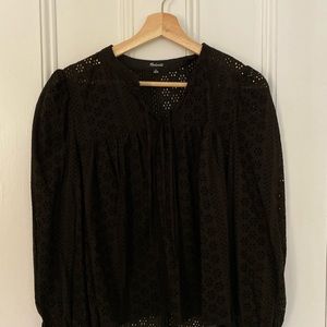 Madewell Black Eyelet Top